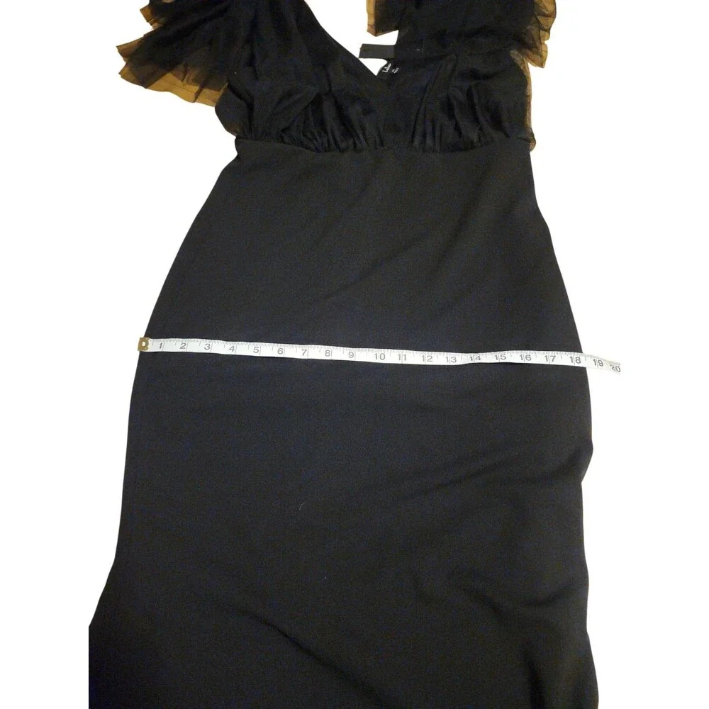 Lulus Maxi Mermaid Dress Womens XL Black Fairy Whimsigoth Ruffle Flutter Sleeve - Picture 8 of 9